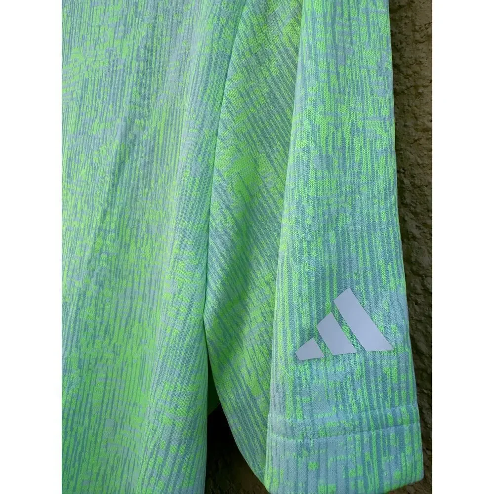 Adidas Golf Polo Green Jacquard Aerial Medium NWT